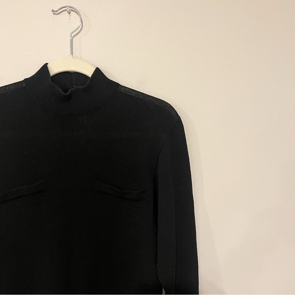St. John Black Knit Pocket Front Dress - Picture 3 of 6